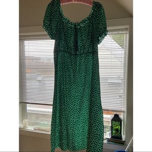 shein curve+plus off-the-shoulder green floral peasant dress